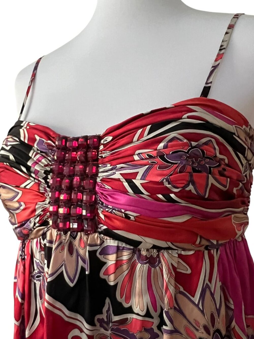 OC by Oleg Cassini Y2K Vintage Silk Babydoll Paisley Beaded Dress Sz 12